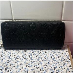 Louis Vuitton Black Embossed Monogram Zip-Around Wallet